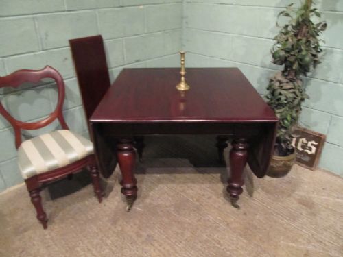 fig 1. ANTIQUE VICTORIAN MAHOGANY DROP LEAF EXTENDING DINING TABLE SEATS 8-10 C1880