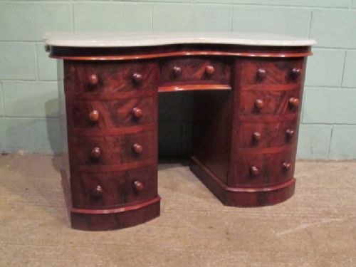 Antique 19th Century Flamed Mahogany & Marble Topped Dressing Table C1860