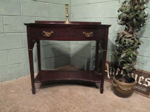 Antique Edwardian Chippendale Style Mahogany Bow Front Side Table C1900