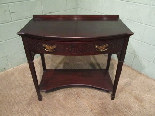 fig 1. ANTIQUE EDWARDIAN CHIPPENDALE STYLE MAHOGANY BOW FRONT SIDE TABLE C1900