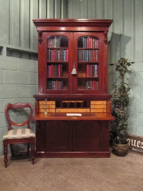 Antique Victorian Mahogany Library Bookcase Secretaire C1880