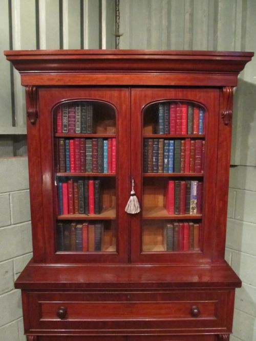 fig 2. ANTIQUE VICTORIAN MAHOGANY LIBRARY BOOKCASE SECRETAIRE C1880