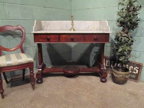 Antique Early Victorian Mahogany & Marble Washstand C1840