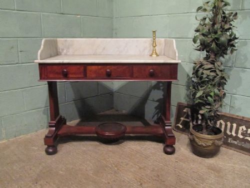 fig 1. ANTIQUE EARLY VICTORIAN MAHOGANY & MARBLE WASHSTAND C1840