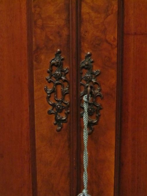 fig 1. ANTIQUE EDWARDIAN MAHOGANY & BURR WALNUT DOUBLE WARDROBE C1900