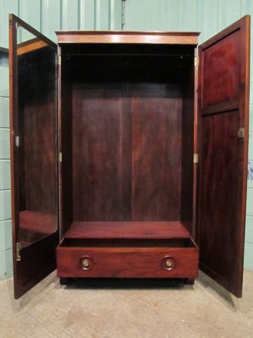 fig 2. ANTIQUE EDWARDIAN MAHOGANY & BURR WALNUT DOUBLE WARDROBE C1900