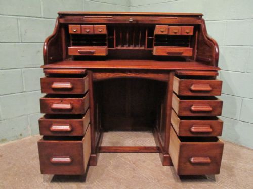 fig 2. ANTIQUE VICTORIAN OAK ROLL TOP DESK C1880