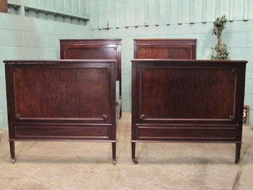 Antique Pair Edwardian Chippendale Mahogany Single Beds C1900