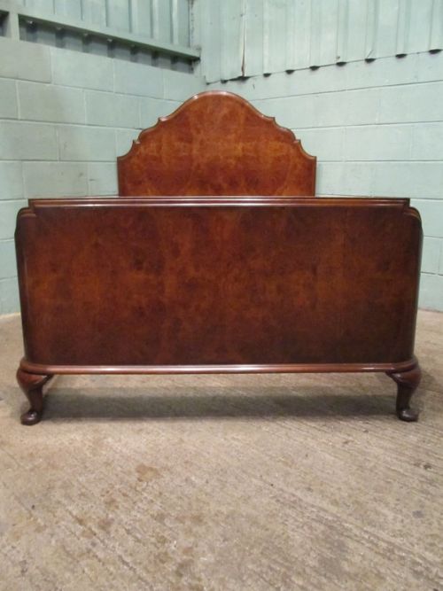 fig 1. ANTIQUE EDWARDIAN BURR WALNUT DOUBLE BED IN QUEEN ANNE STYLE C1910