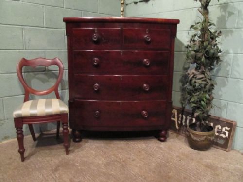 Antique 19th Century Cuban Mahogany Bow Front Chest of Drawers C1860
