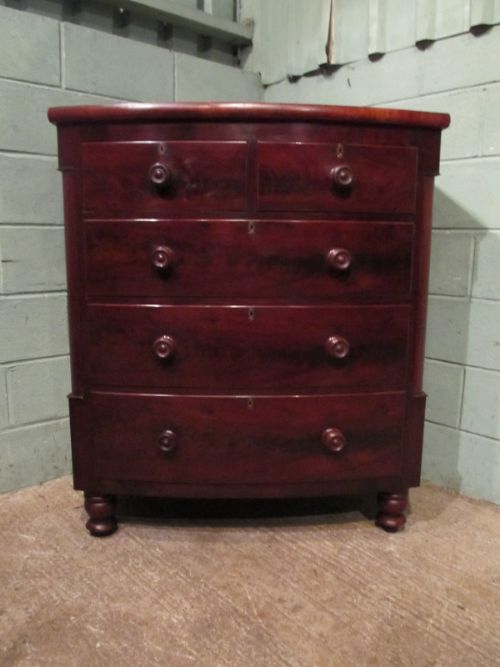 fig 1. ANTIQUE 19TH CENTURY CUBAN MAHOGANY BOW FRONT CHEST OF DRAWERS C1860