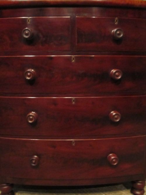 fig 2. ANTIQUE 19TH CENTURY CUBAN MAHOGANY BOW FRONT CHEST OF DRAWERS C1860