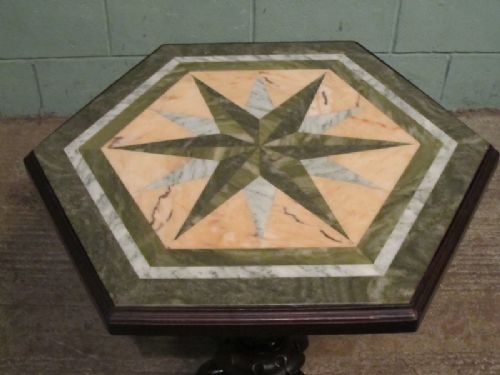 Antique 19th Century Marble Top Mahogany Side Table Pietra Dura C1860