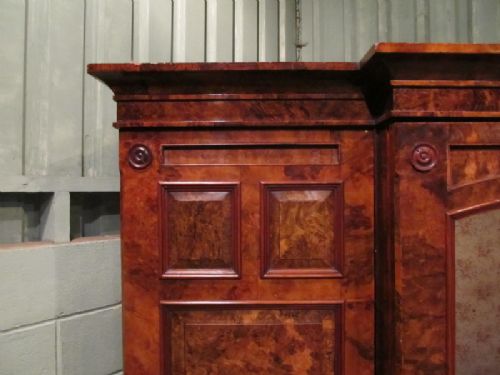 fig 2. ANTIQUE VICTORIAN BURR WALNUT TRIPLE BREAKFRONT WARDROBE C1870