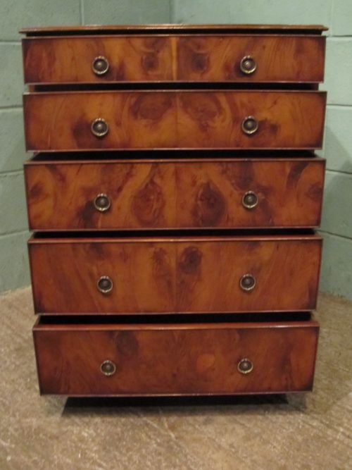 fig 2. ANTIQUE SMALL YEW WOOD CHEST OF DRAWERS C1920