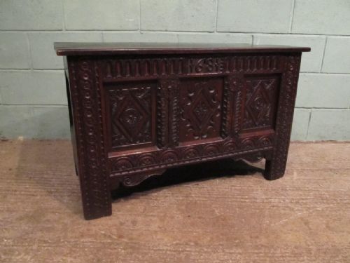 Antique 17th Century Carved Oak Coffer Box Charles 11 C1681