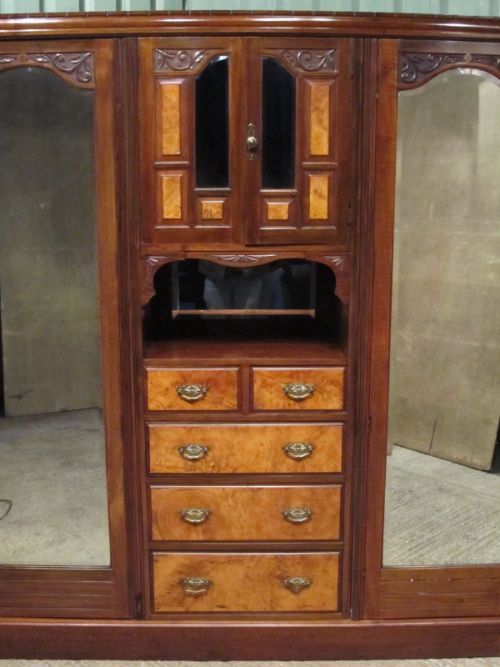 fig 1. ANTIQUE VICTORIAN WALNUT TRIPLE WARDROBE COMPACTUM C1890