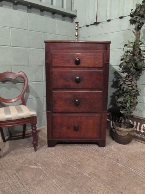 Antique Georgian Regency Oak & Mahogany Single Chest of Drawers C1810