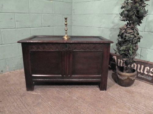 Antique Late 17th Century Joined Oak Coffer Box