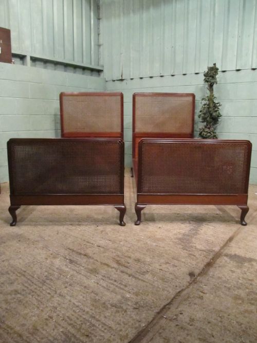Antique Pair Edwardian Mahogany Single Beds C1900