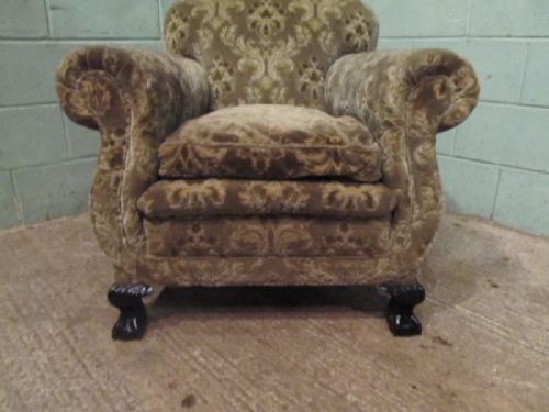fig 2. ANTIQUE PAIR VICTORIAN SCROLL ARMCHAIRS C1880