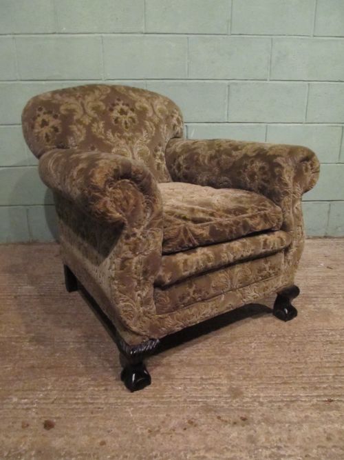 fig 3. ANTIQUE PAIR VICTORIAN SCROLL ARMCHAIRS C1880