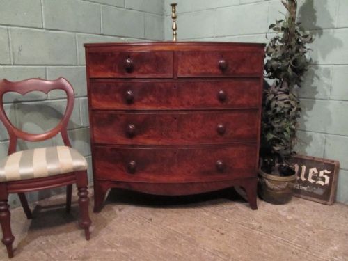Antique Regency Flamed Mahogany Bow Front Chest of Drawers C1820