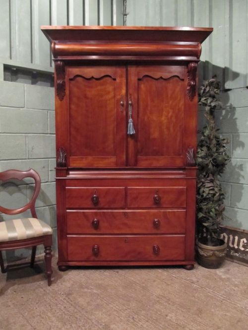 Antique Victorian Satinwood Clothes Linen Press C1880