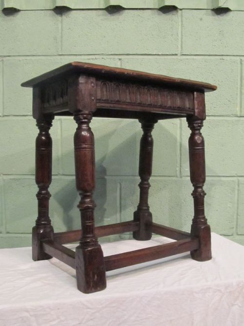 Antique Early Georgian Country Oak Joint Stool C1750