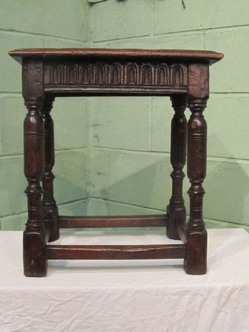 fig 1. Antique Early Georgian Country Oak Joint Stool c1750
