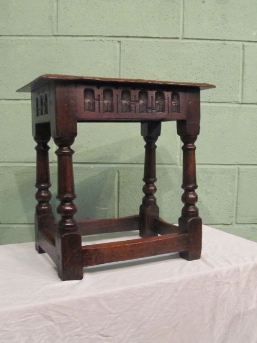 Antique Early Victorian Country Oak Joint Stool C1850