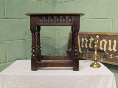 fig 1. ANTIQUE EARLY VICTORIAN COUNTRY OAK JOINT STOOL C1850