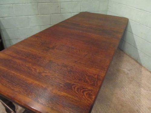 Antique Late 19th Century Oak Windout Out Extending Dining Table Seats 10-12 C1890