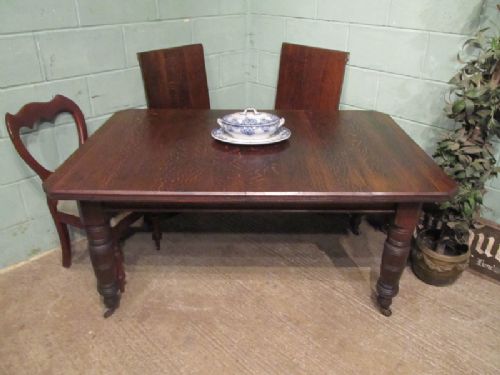 fig 2. ANTIQUE LATE 19TH CENTURY OAK WINDOUT OUT EXTENDING DINING TABLE seats 10-12 C1890