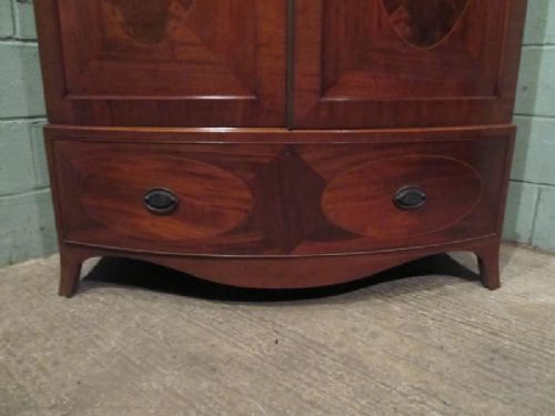 fig 2. ANTIQUE EDWARDIAN BOW FRONT MAHOGANY DOUBLE WARDROBE C1900