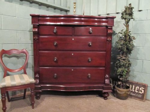 Antique Victorian Mahogany Serpentine Front Scotch Chest of Drawers C1870