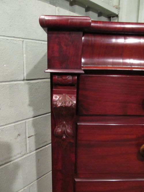 fig 1. ANTIQUE VICTORIAN MAHOGANY SERPENTINE FRONT SCOTCH CHEST OF DRAWERS C1870