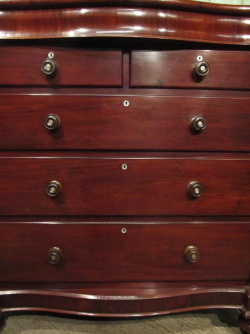 fig 2. ANTIQUE VICTORIAN MAHOGANY SERPENTINE FRONT SCOTCH CHEST OF DRAWERS C1870