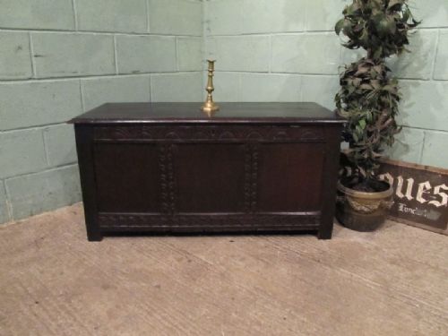 Antique Early Georgian Country Joined Oak Coffer Box C1740