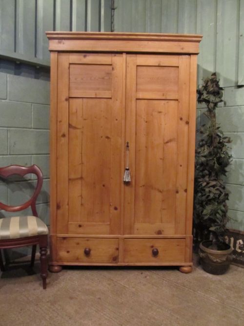 Antique 19th Century Pine Double Wardrobe C1880