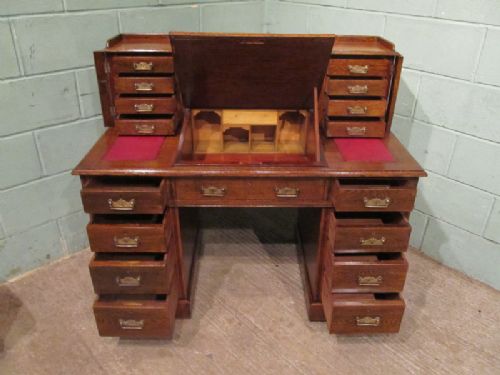 fig 2. ANTIQUE VICTORIAN OAK DICKENS DESK C1880