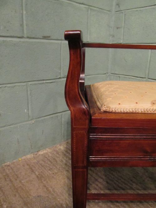 fig 1. ANTIQUE EDWARDIAN MAHOGANY INLAID PIANO STOOL C1900