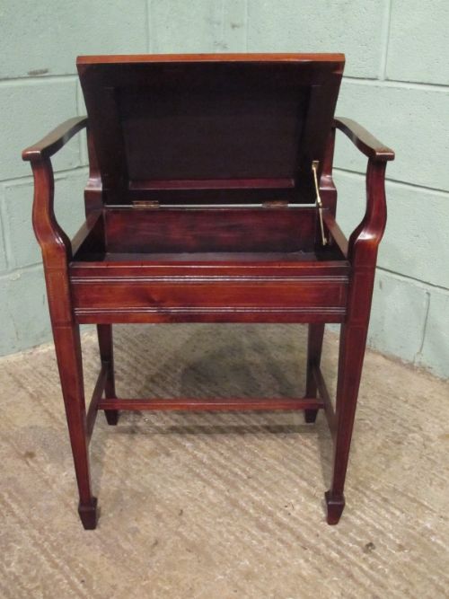 fig 2. ANTIQUE EDWARDIAN MAHOGANY INLAID PIANO STOOL C1900