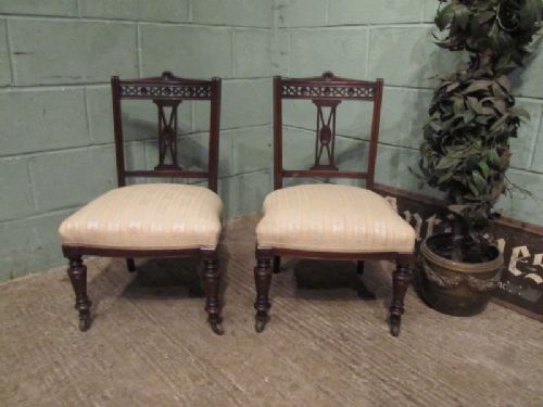 Antique Pair Edwardian Mahogany Bedroom Nursing Chairs C1900