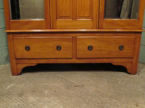 fig 1. ANTIQUE ART NOUVEAU SATINWOOD SMALL TRIPLE WARDROBE C1890