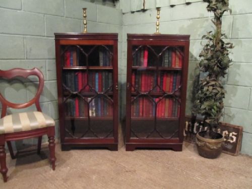 Antique Pair Regency Mahogany Astragal Glazed Bookcases C1820