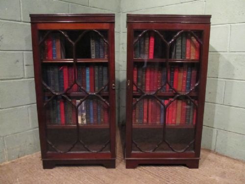 fig 1. ANTIQUE PAIR REGENCY MAHOGANY ASTRAGAL GLAZED BOOKCASES C1820
