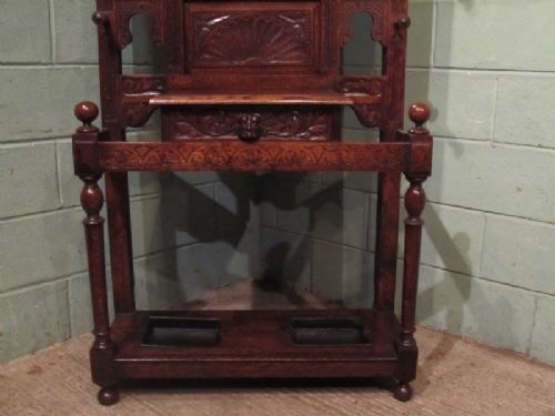 fig 1. ANTIQUE VICTORIAN CARVED GOTHIC OAK GREEN MAN HALLSTAND C1880