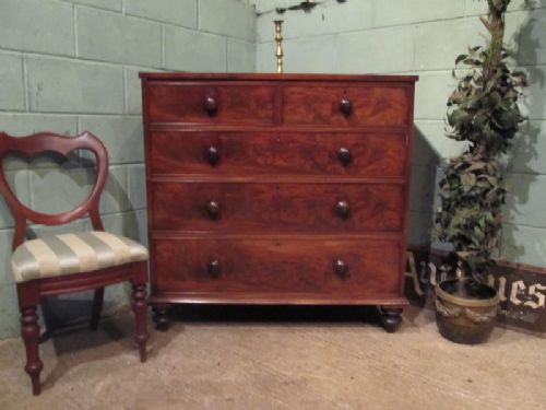 Antique Victorian Flamed Mahogany Chest of Drawers C1880