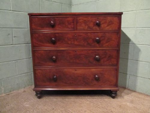 fig 1. ANTIQUE VICTORIAN FLAMED MAHOGANY CHEST OF DRAWERS C1880